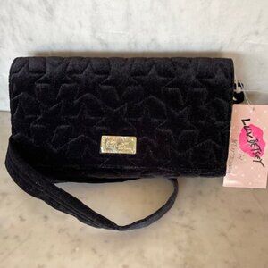 LUV BETSEY JOHNSON Amanda Black Velvet Tri Fold Convertible Crossbody